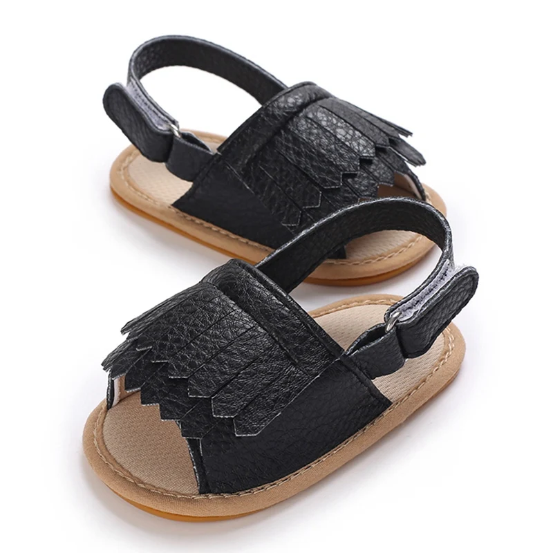 New Infant Baby Shoes Baby Boy Girl Shoes Toddler Flats Summer Sandal PU Soft Rubber Sole Anti-Slip Crib Shoes First Walker