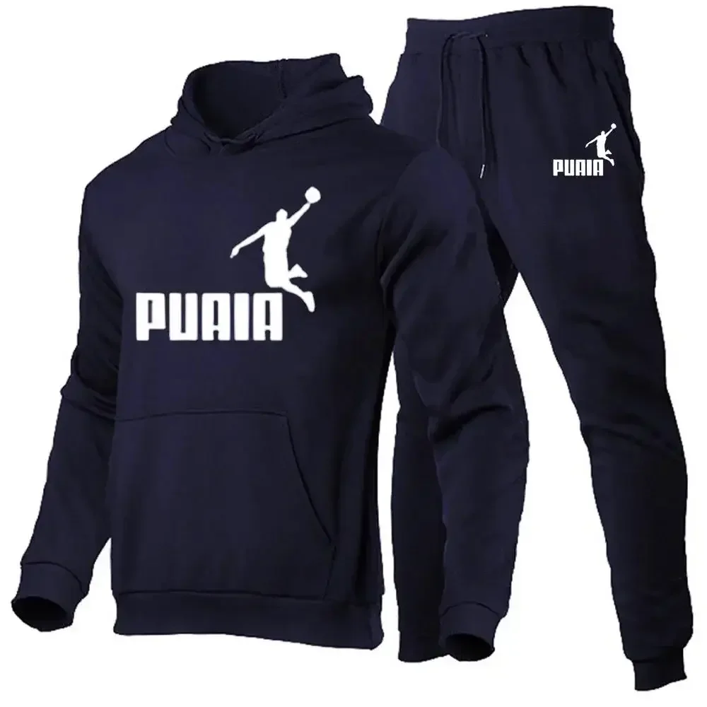 

Men's autumn and winter casual sportswear set, 2 sets of fashionable men's and women's hoodies and long pants, outdoor pullover