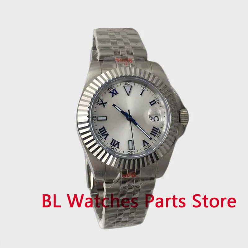 BLIGER 36mm 39mm  Blue Roman Numbers NH35A PT5000 MIYOTA Automatic Men Watch Fluted Bezel Jubilee Bracelet Sapphire Glass