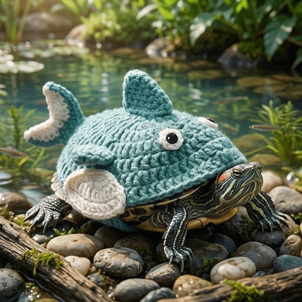 Cartoon Shark Shaped Turtle Knitted Jacket Adjustable Comfortable Fit Elephant Shaped Pet Turtle Costume Warm Turtle Sweater