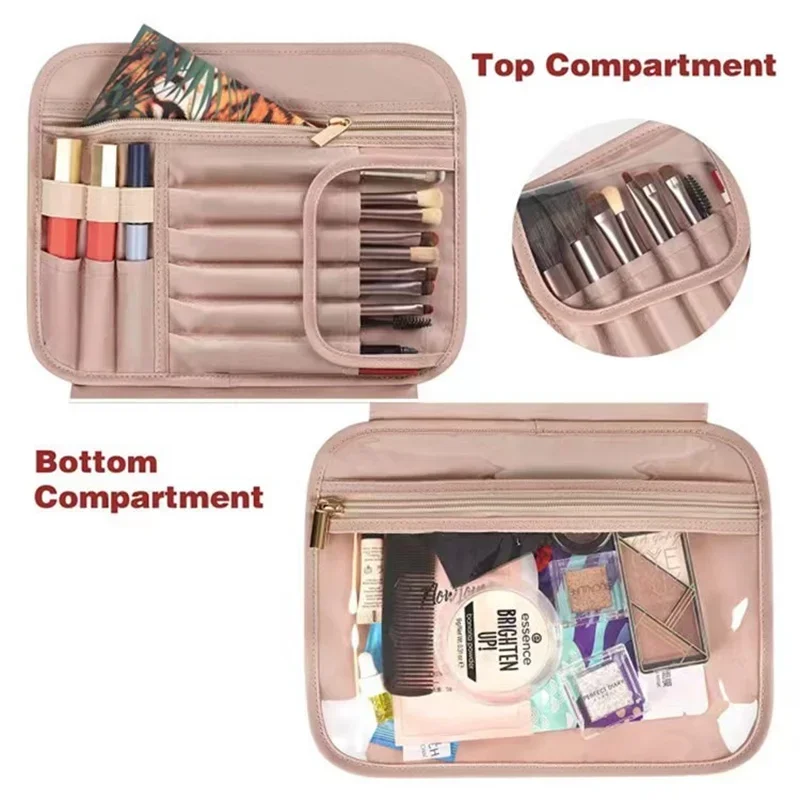 Waterproof Toiletries Bag Handheld Portable Cosmetic Bag Travel Toiletries Organiser with Metal Snap Handle Compartment Storage