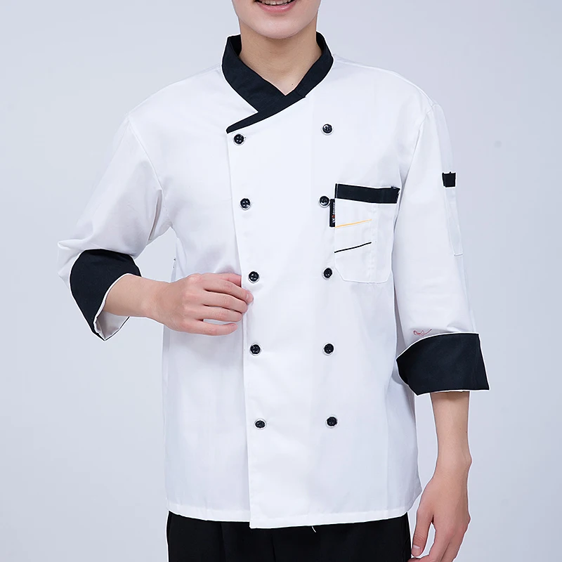 Chef Uniform Men Cook Clothes Unisex Restaurant Kitchen Shirt Short/Long Sleeves Pastry Jacket Works Top Print Logo Design