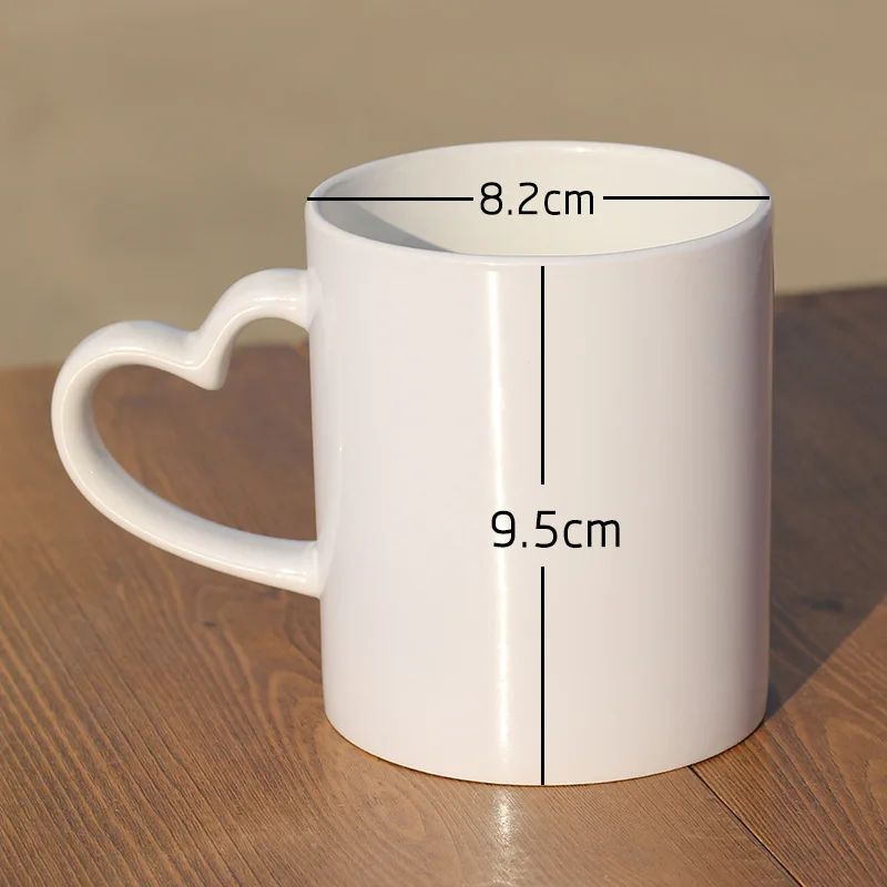 Hot ceramic cup Hot sublimation cup White blank heart handle hot sublimation cup DIY gift for you