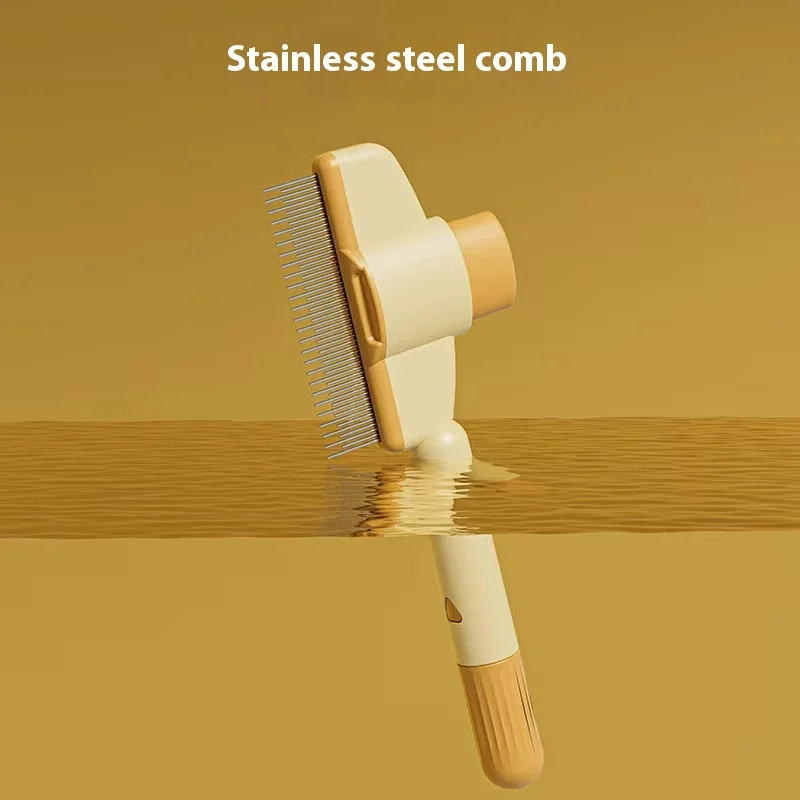 

Cat and Dog Comb, Removes Tangles and Excess Hair, Pet Self-Cleaning Comb, Long Hair Massaging Comb