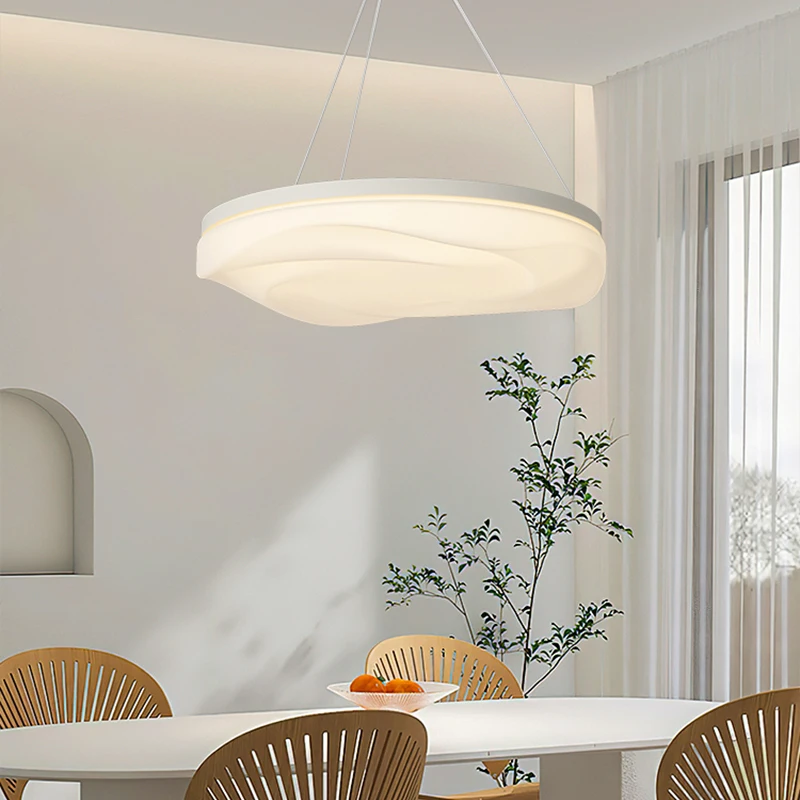 Luzes Pingente Branco Moderno, LED Estilo Creme, Luz Pendurada para Quarto, Estudo, Sala de estar, Nórdico, Decoração da sala de jantar