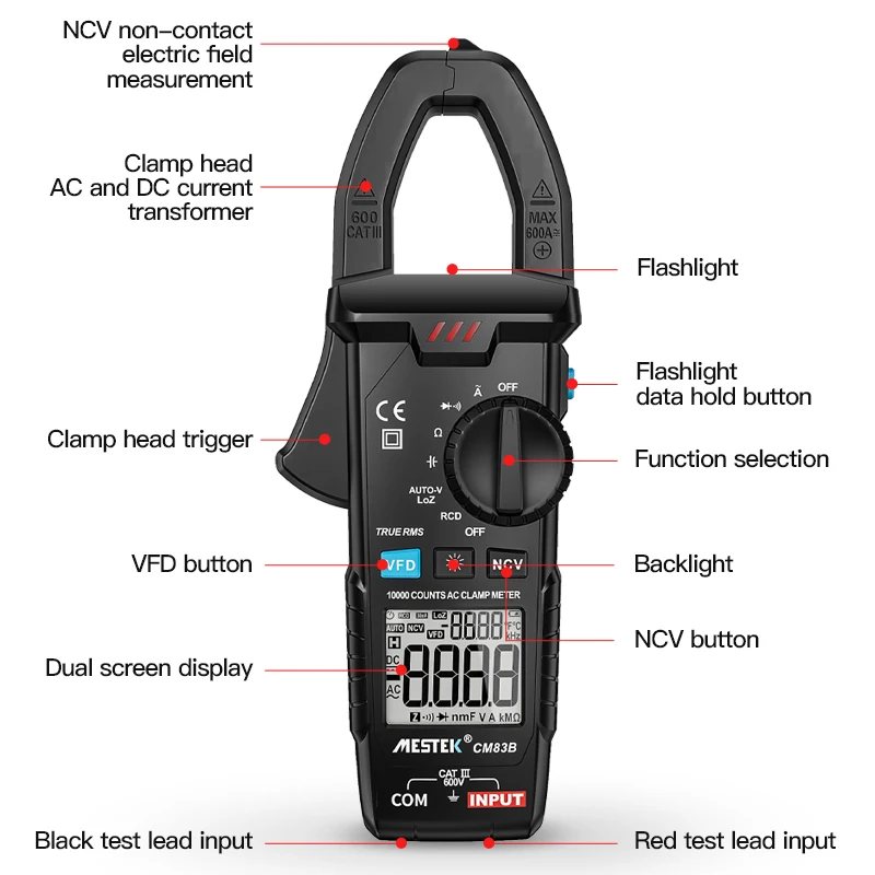 Clamp Meter AC Ammeter Multimeter Car repair Current Volt  Capacitor Ohm Hz Tester  AC Smart Digital Clamp Meter Meter