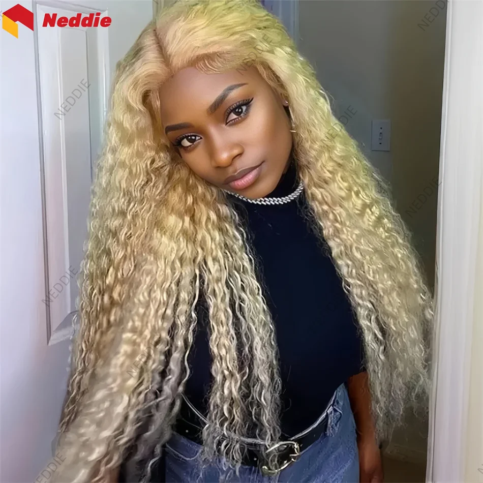 

Neddie Preplucked 13x6 Long Lace Frontal Blonde 613 Wig Brazilian Front 100% Human Hair Curly Wigs For Women On Sale Clearance