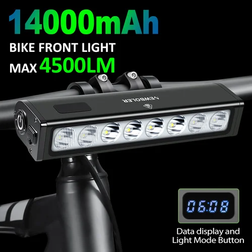 Imagen 1 del producto NEWBOLER-luz frontal para bicicleta, 4500 lúmenes, 14000mAh, linterna impermeable, carga USB, accesorios para lámpara de Ciclismo de Carretera MTB