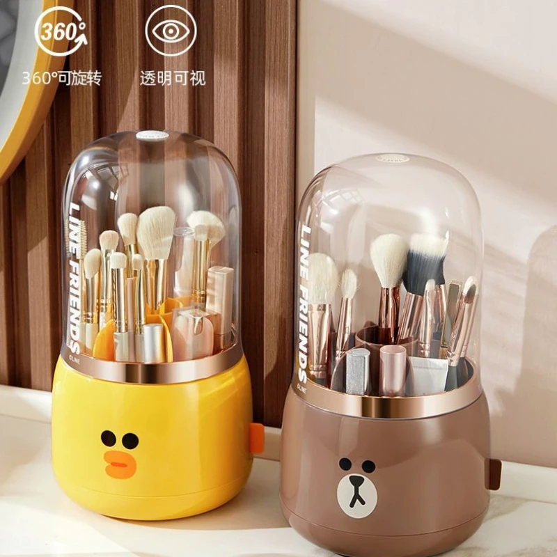 LINE FRIENDS Brown Cony Sally Anime Merchandise Cute Cosmetic Storage Box for Girls High-Value Desktop Makeup Organizer Bin Gift view 3