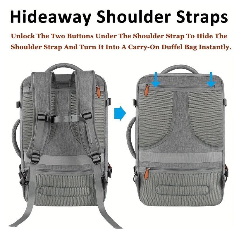 حقيبة ظهر للحمل، حقيبة ظهر للسفر معتمدة من الطيران مع 3 مكعبات تعبئة، حقيبة سفر كبيرة قابلة للتوسيع سعة 40 لتر تناسب الكمبيوتر المحمول مقاس 17.3 بوصة، النمل