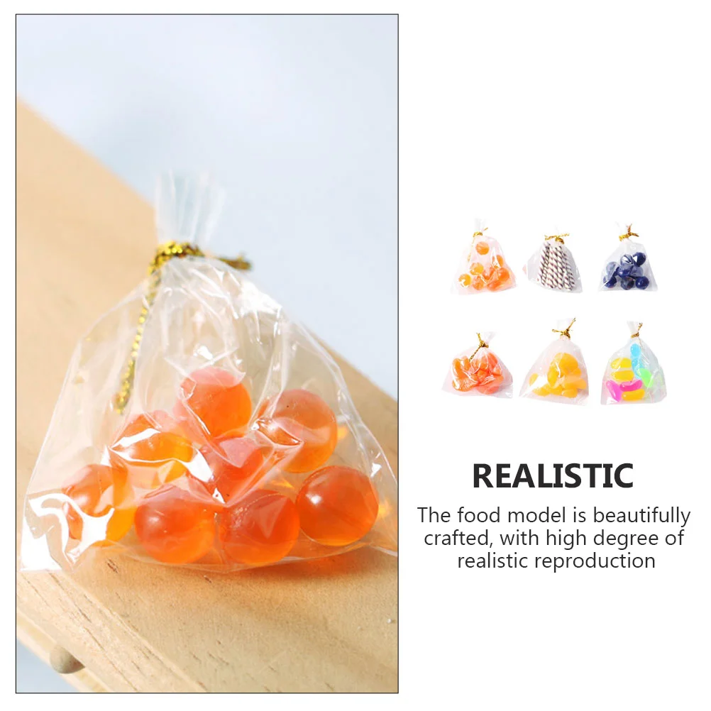 6 Bags Miniature Food Decorations Plastic Playhouse Items Fine Craftsmanship Realistic Reproduction Mini House Accessories