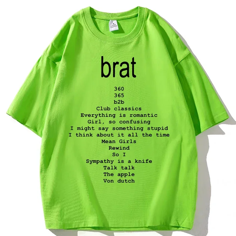 

Футболка Charli XCX Brat 2024 для мужчин и женщин, одежда в стиле альбома Brat, футболка в стиле Харадзюку, винтажные хлопковые топы в стиле унисекс, футболки с графиком