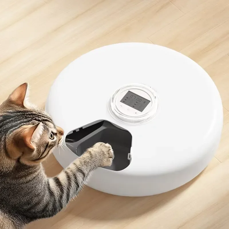 Automatic Pet Feeder 6 Compartment Timed Food Dispenser with Ice Box Anti Jam Foot High Value Device for Cats Dogs Timed
