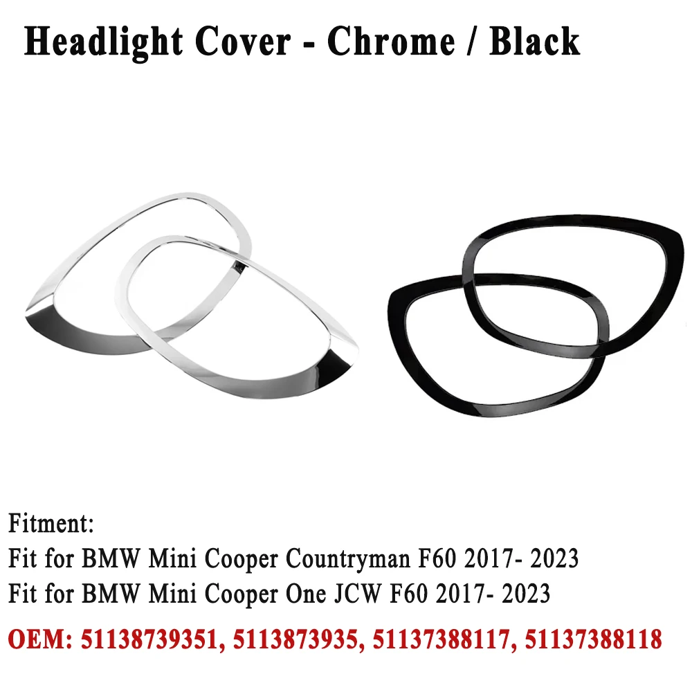 Headlight / Tail Lights Cover Ring Decoration Trim for MINI Countryman F60 Cooper One JCW 2017-2023 Light Decoration Sticker