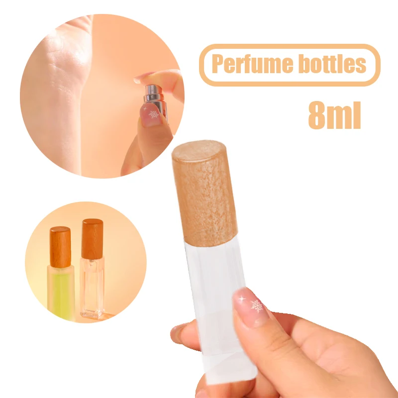 

8ml 2pcs/set Frosted Ball Dispenser Bottle Wood Grain Cap perfume Dispenser Bottle Press Empty Bottle