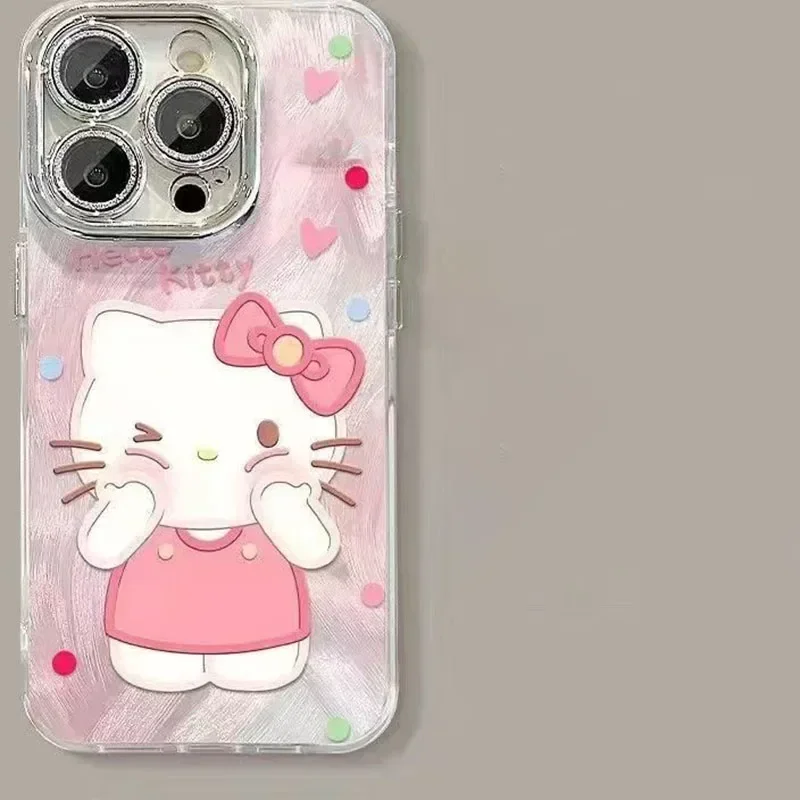 Hello Kitty 50th Anniversaryเคสโทรศัพท์สําหรับApple Iphone 16 15 14 13 12 Pro Maxพร้อมกับที่วางโทรศัพท์และสร้อยข้อมือน่ารัก