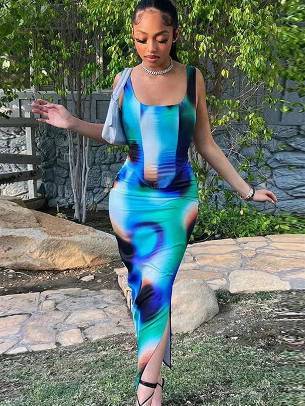 Classic new sex double shoulder sling tight sexy evening gown Ladies PROM Party Dress Blue toga Cocktail sequin dress