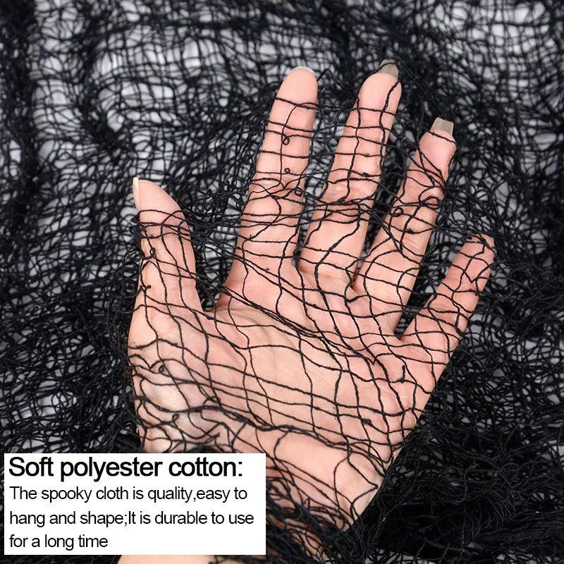 1/5Pcs Halloween Black Gauze Cloth Haunted Houses Horror Props For Halloween Party Home Indoor Outdorr Decoration Scary Fabric - view 5