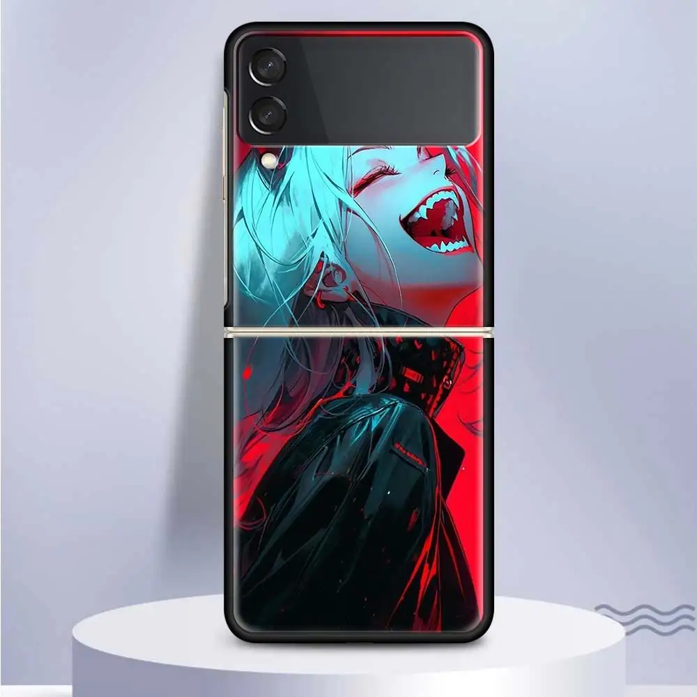 Crazy Gothic Japan Anime Girls Hard PC Clear Phone Case Cover for Samsung Galaxy Z Flip 5 4 3 5G Flip3 Flip4 Flip5 Customized Fu