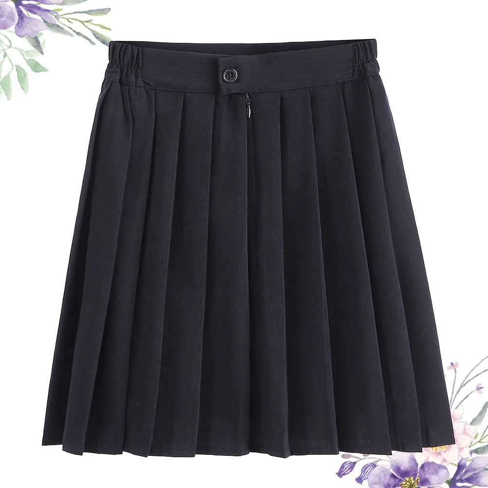 1 pezzo di gonna uniforme in stile giapponese blu navy da studente, gonna corta attillata a vita alta per la moda delle scuole medie