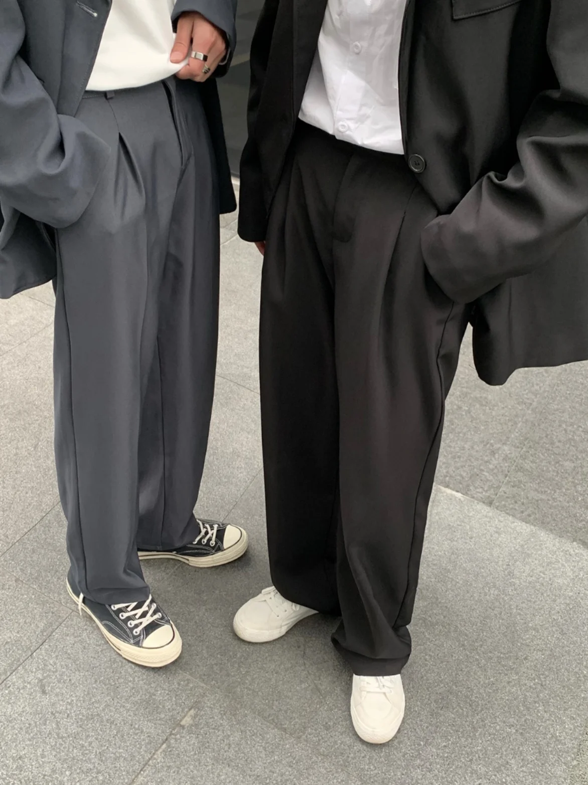 

Повседневные весенне-осенние корейские брюки унисекс свободного прямого кроя, струящиеся, однотонные, молодежные, длинные