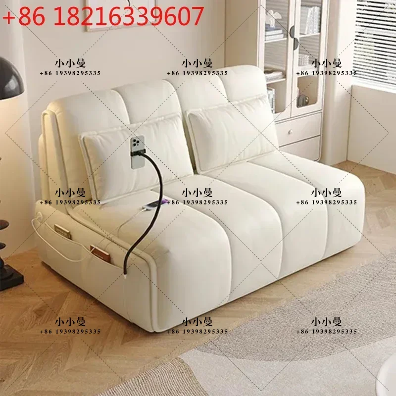 YAO Cream Style Design Smart Electric Foldable Sofa Bed  Bedroom Telescopic Living Room Sofa  Leisure Comfort Lazy Home Furnitur