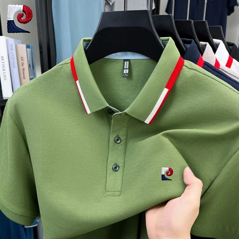 

New summer high-quality 100% pure cotton short sleeved polo shirt for men, fashionable, casual and comfortable T-shirt top