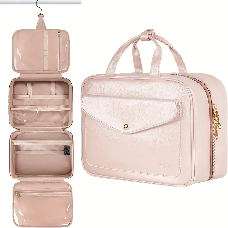Fashion Travel Cosmetic Bag for Women,Toiletries Zipper Closure, Lightweight, Multiple Pockets,Makeup Storage Bag Perfect Gift