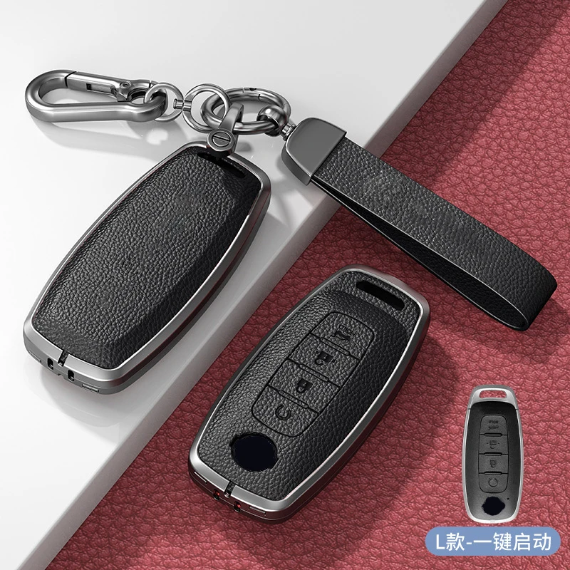 Zinc Alloy Leather 3 4 Button for Nissan X-trail T33 Kicks Qashqai J12 Juke Teana Altima Ariya 2023 Remote Car Key Case Cover