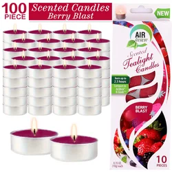 Air Fusion 100 Count Tea Lights Candles Burgundy Berry Blast Scented 2.5 Hours Smoke-free Drip-free And Long-lasting Aromatherap