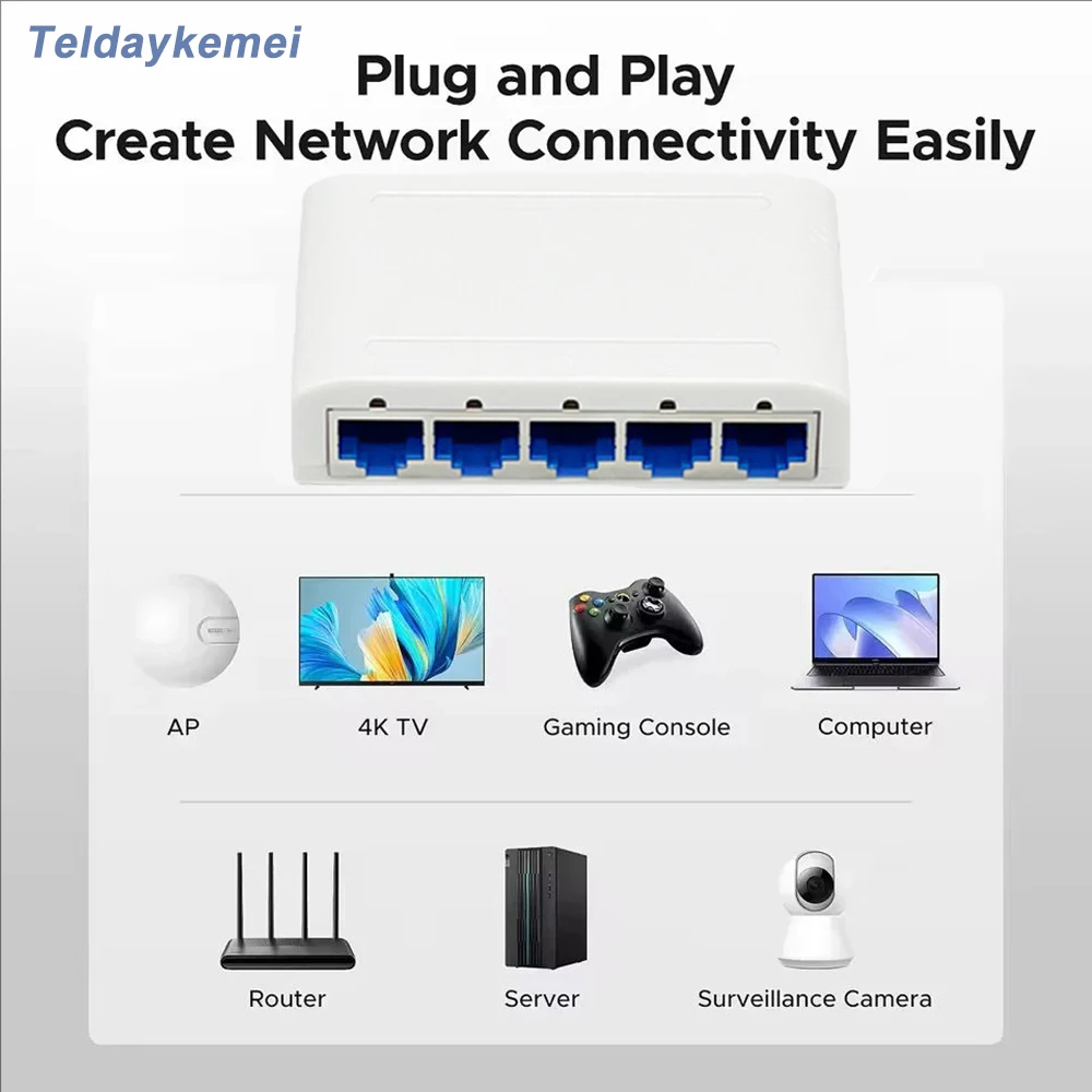 Desktop Network Switch 10/100/1000Mbps, 5 Port Gigabit Ether