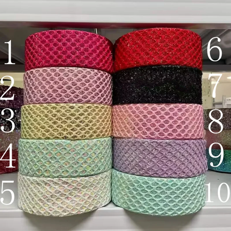 25 Yards Per Roll 38MM 75MM Mixed Size Sequin Mesh Fabric Ribbon DIY Hair Bow Gift Wrap Wedding Party Holiday Christmas Handmade