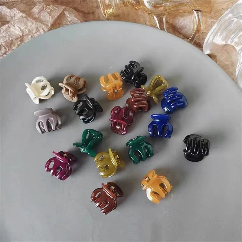 10pcs/set Small Hair Claw Clips for Women Girls Black Brown Transparent Plastic Mini Claws Hairclip Clamp Kid Hair Accessories