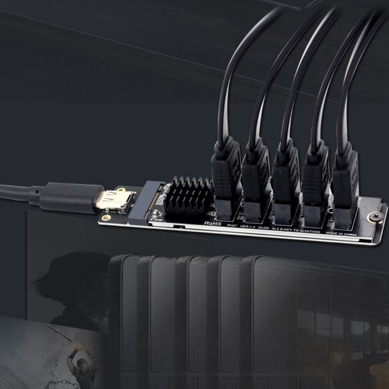 6Gbps TypeC to SATA3 Expansion Card with JMB575 Chip PCIE to SATA3 Expansion Adapter Card with Led Indicators