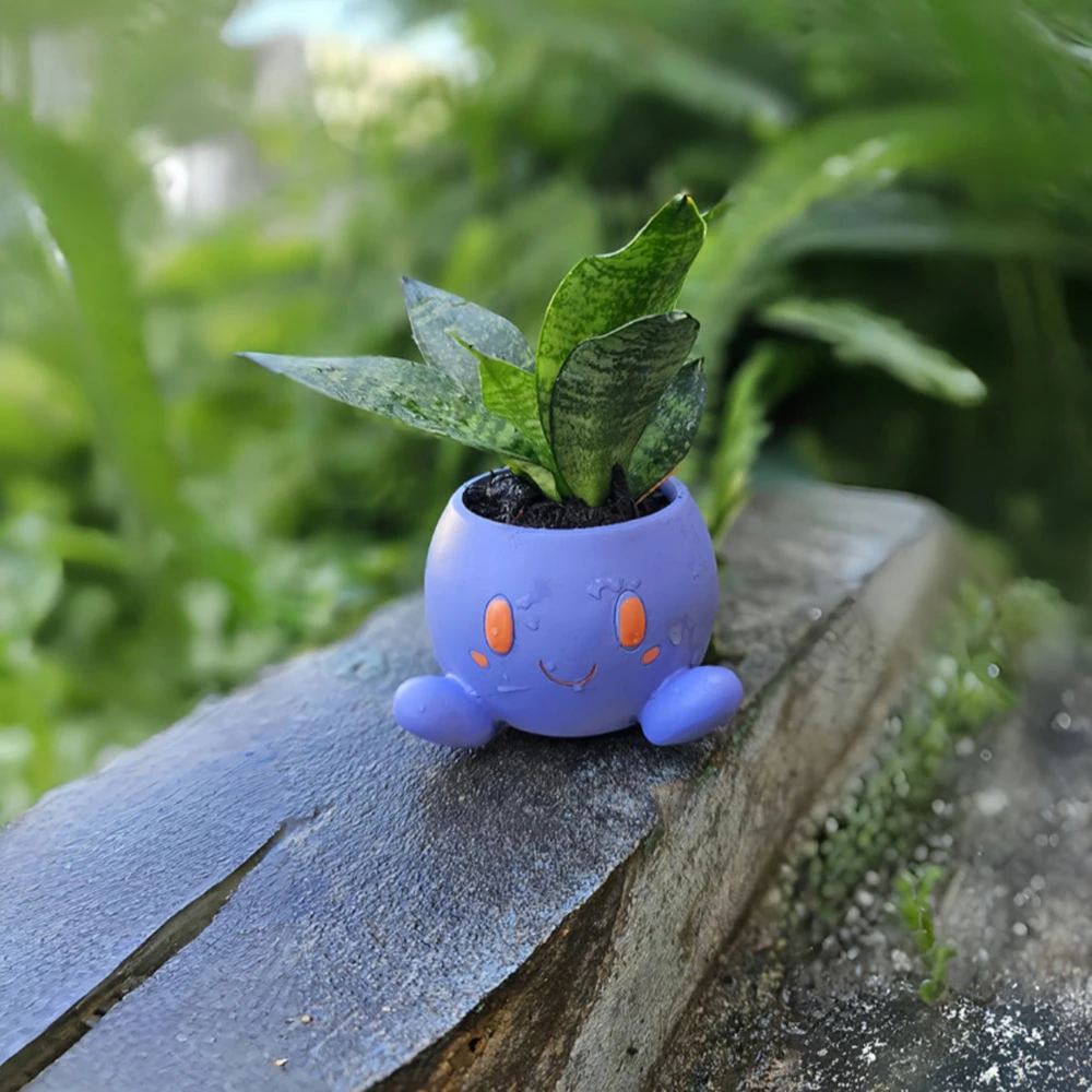 Nuevo Maceta púrpura con forma de dibujos animados, maceta decorativa estilo INS de escritorio, macetero para balcón, maceta decorativa para plantas de escritorio
