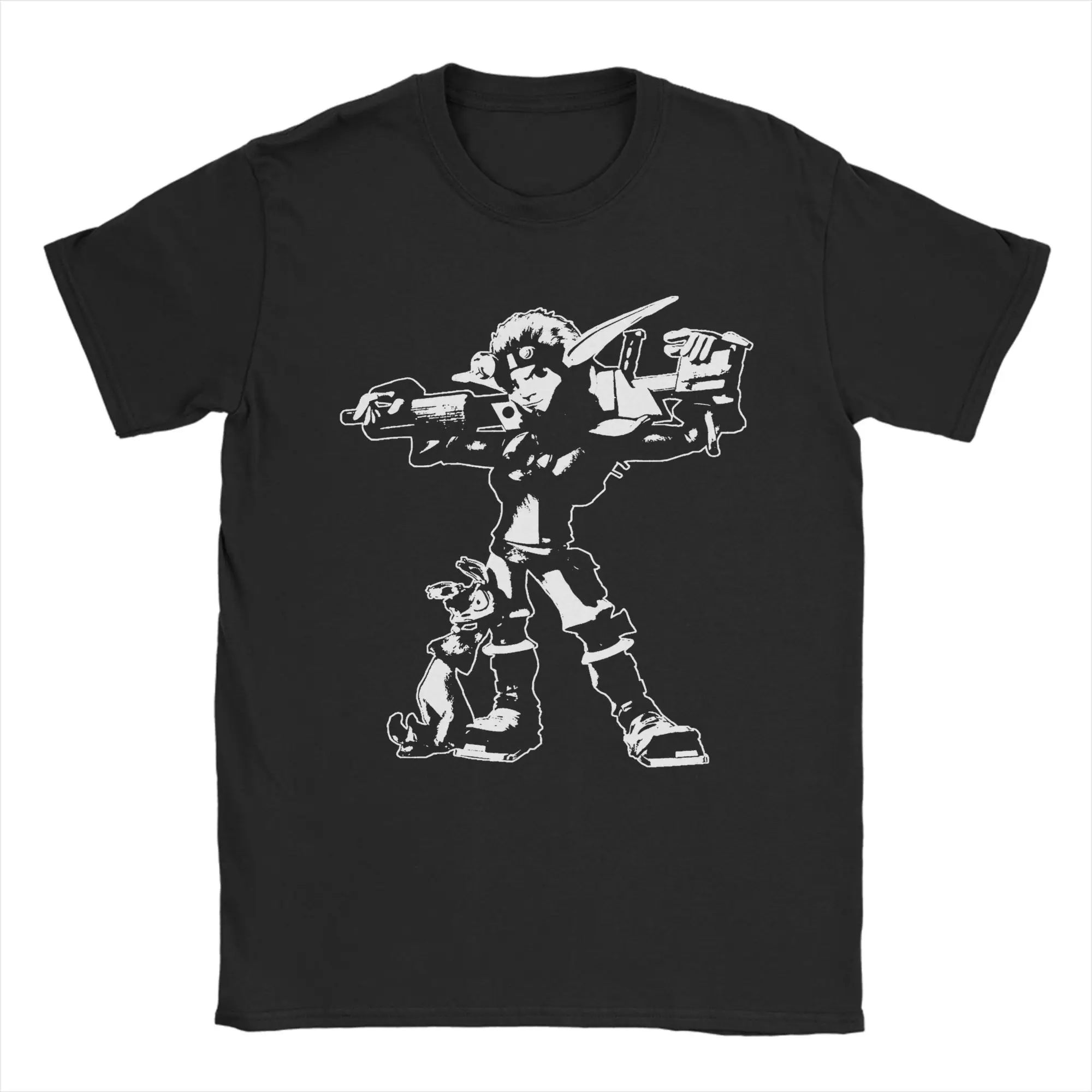 Camisetas informales con silueta blanca de Jak y Daxter para hombre, camiseta de algodón puro con cuello redondo, camisetas de manga corta, ropa de talla grande