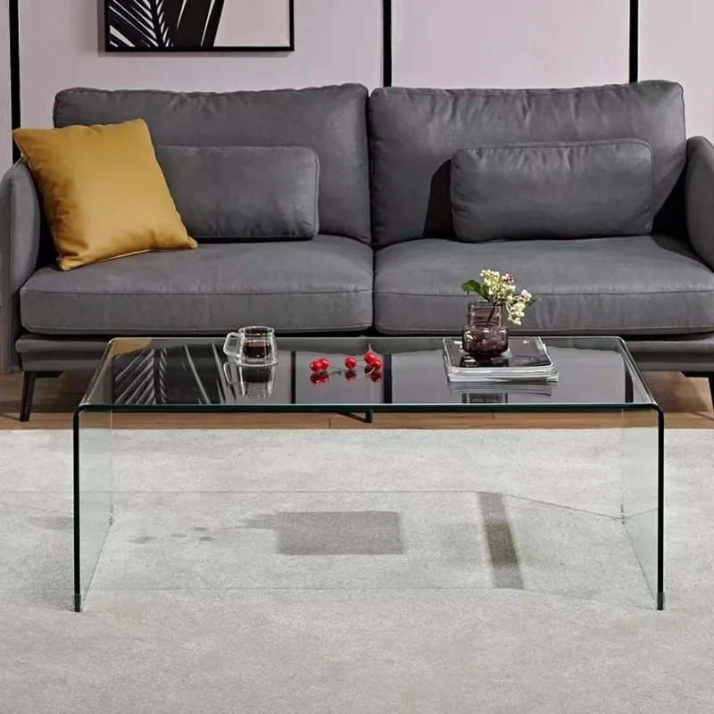 Glass Coffee Table for Living Room, Clear Coffee Table with 0.47 inch Tempered Glass, Small Modern Coffee Table.