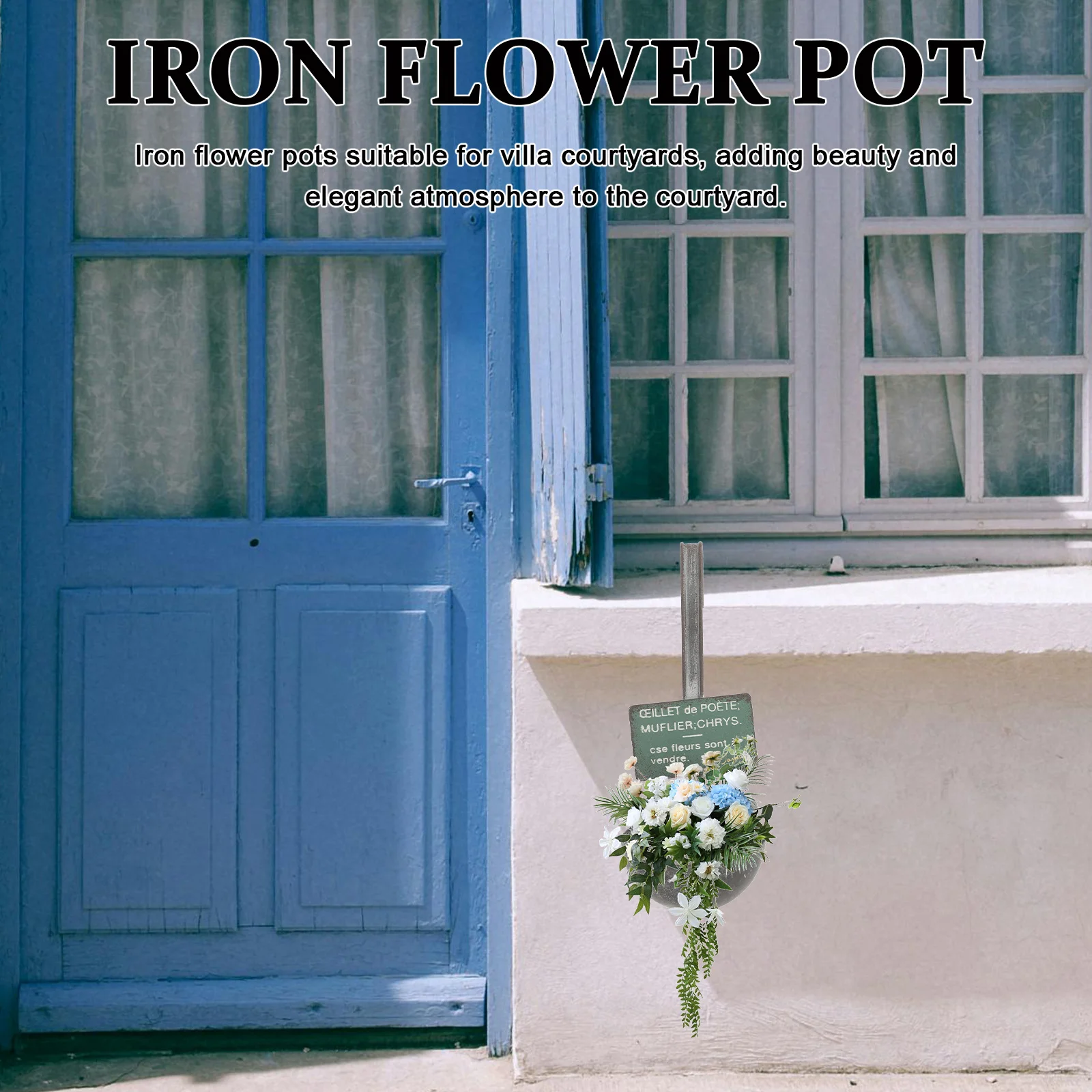 الحديد معلقة اناء للزهور ملعقة على شكل زارع ديكور معدني في الهواء الطلق حديقة شرفة زارع دلو للنباتات المكتبية المنزلية #2