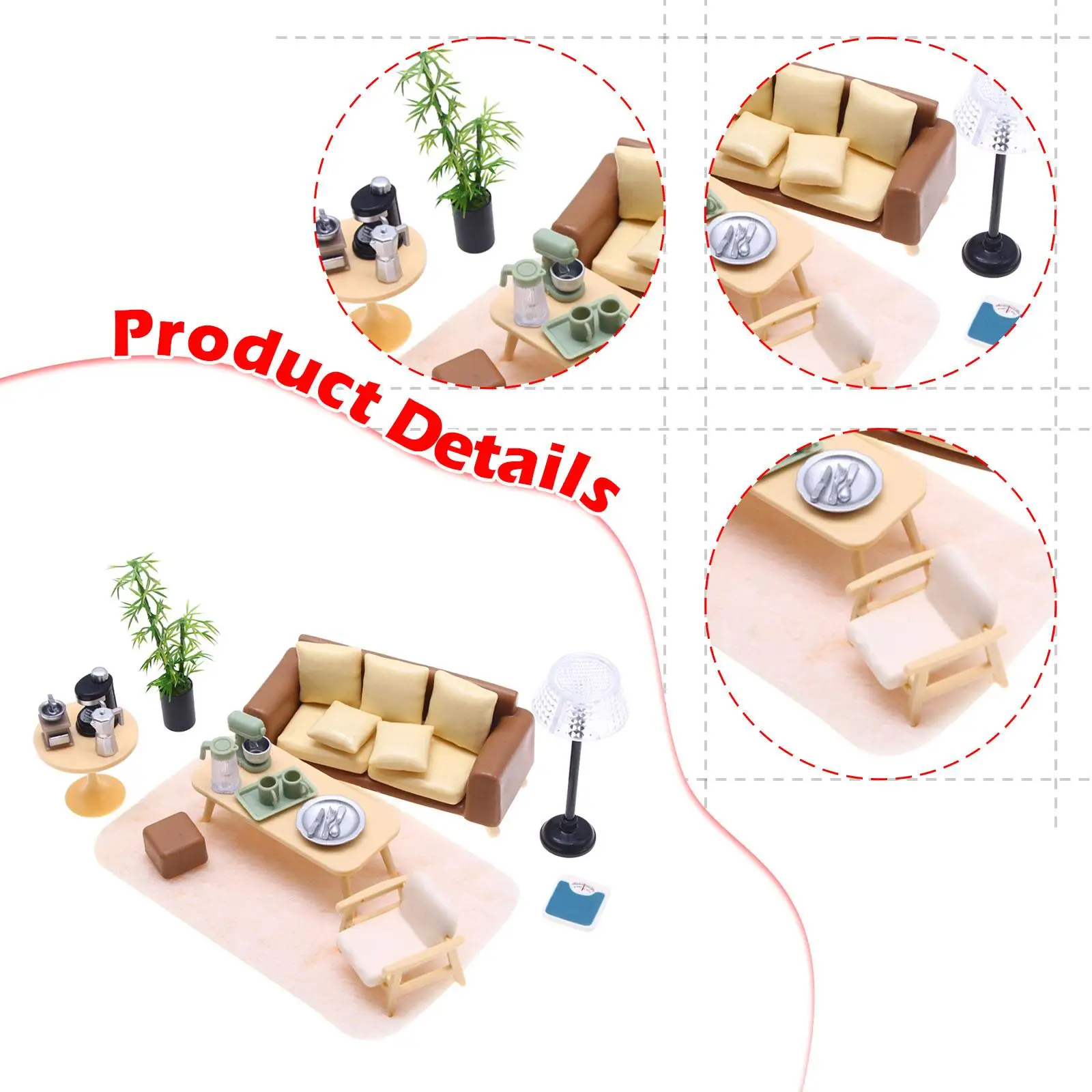 Set di mobili per casa delle bambole Set da gioco per casa delle bambole Lampada da terra per sedia da tavolo in miniatura