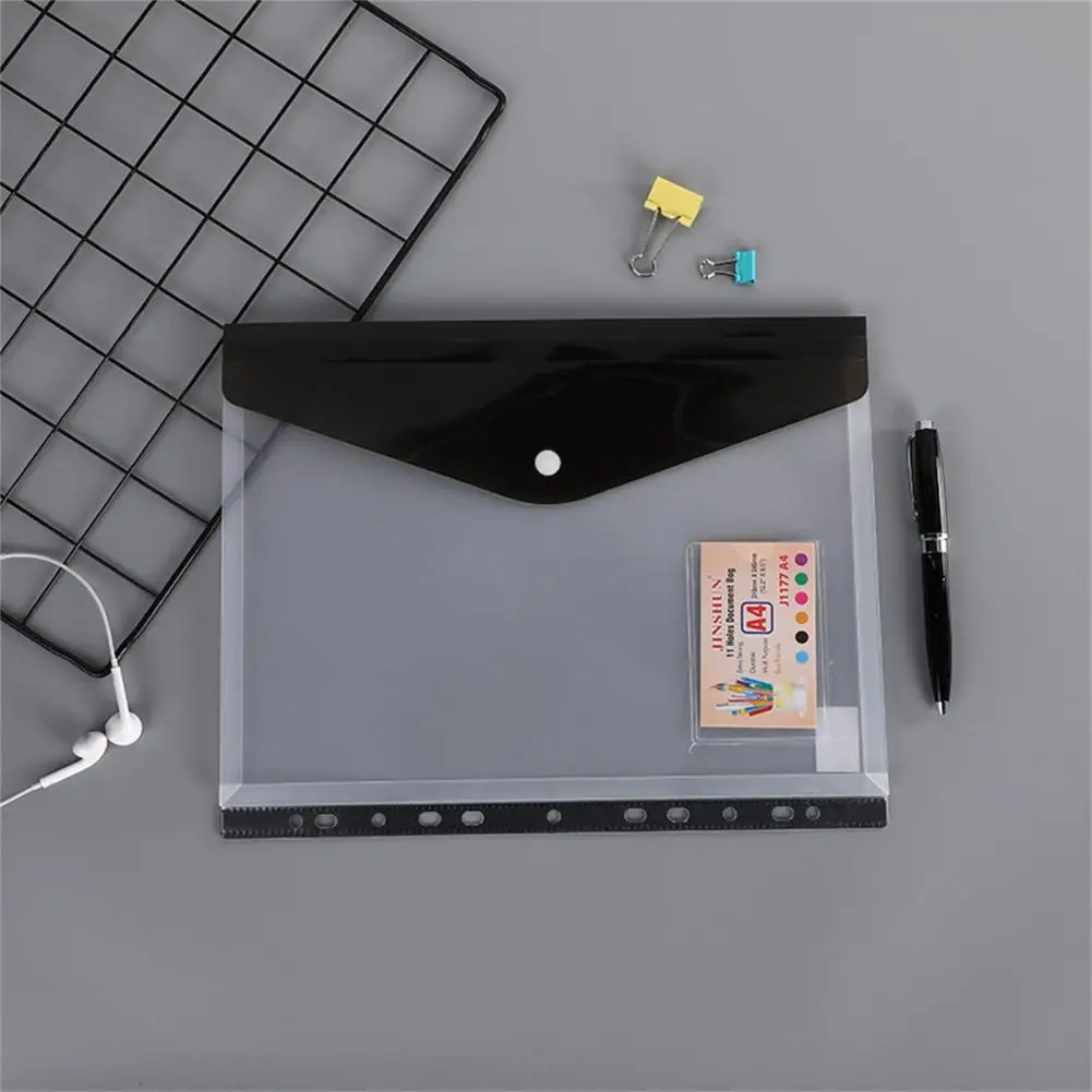 6Pcs 11-hole File Bag PP Plastic Transparent Large Capacity Binder Folders Portable Snap Button A4 File Pocket School Supplies