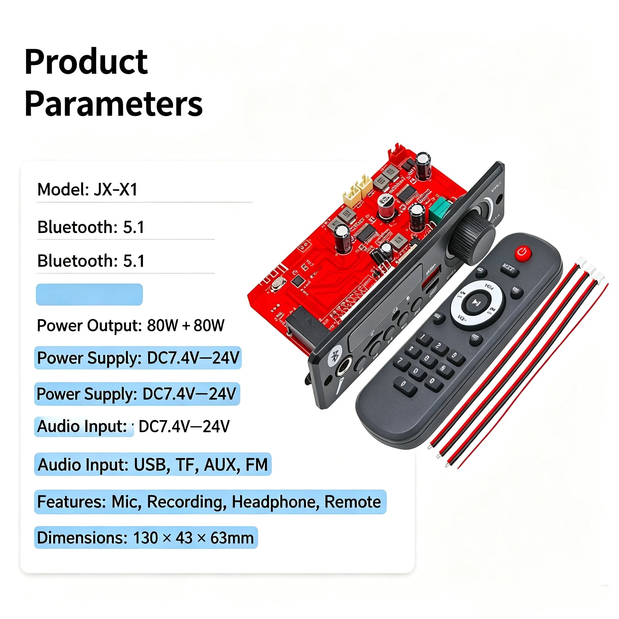 1pcs/lot 12V Bluetooth decoding board 2x80W digital amplifier dual channel folder hands-free call karaoke mute function