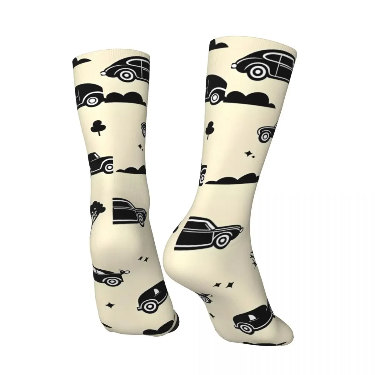 Vintage Super Slick Cars Pattern Men's compression Socks Unisex Harajuku Seamless Printed Novelty Crew Sock image 2