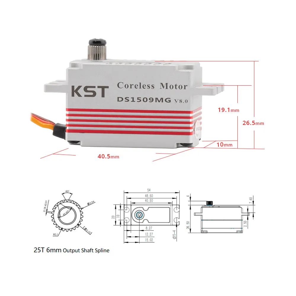 

KST DS1509MG V8.0 12.8KG Torque Metal Gear Coreless Motor Digital Servo For RC Model UAV Car Boat Robot Arm Helicopter Airplane