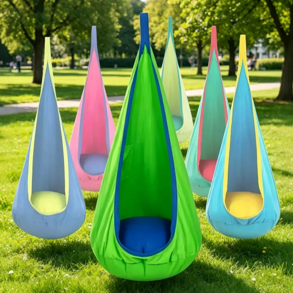 ソフトクッション付きハンモックチェア、通気性のある屋内外兼用ハンギングスイングシート、庭、裏庭、プレイルームでのリラックスに最適