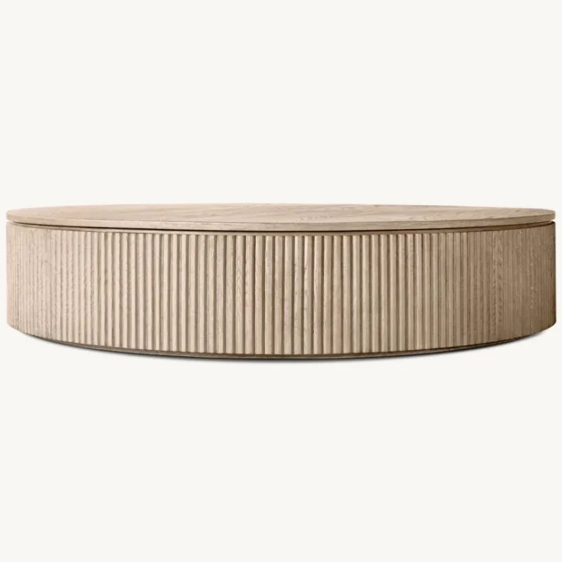 Solid wood vertical circular separate coffee table is the focus of the warm texture of the living room