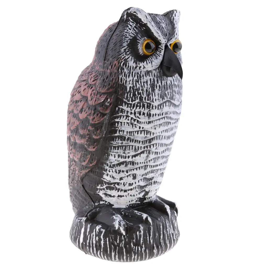 Realistic Owl Decoy Plastic Garden Bird Scarer Sculpture for Outdoor Control and Patio Ornament