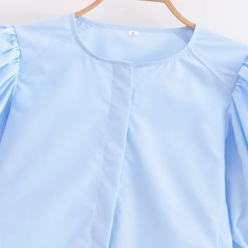 

Summer 2024 Women's Faion round Ne Puffy Sve irt Versatile New Arrival Commute Sle Regular Length Other Material 00%