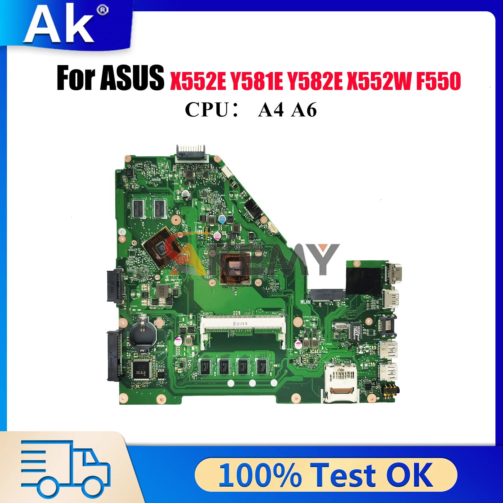 

X550WE Материнская плата для ноутбука ASUS VivoBook Y581E F550WE Y582E X552EP X552W X550W X550WE Материнская плата для ноутбука с процессором A4 A6 stk