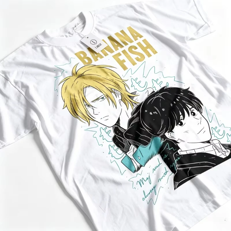 Banana Fish Anime Grafik-T-Shirt Vintage Washed Ash Lynx Eiji Manga Merch Harajuku Unisex Oversized Baumwoll-Kurzarm-T-Shirt – Detail 3