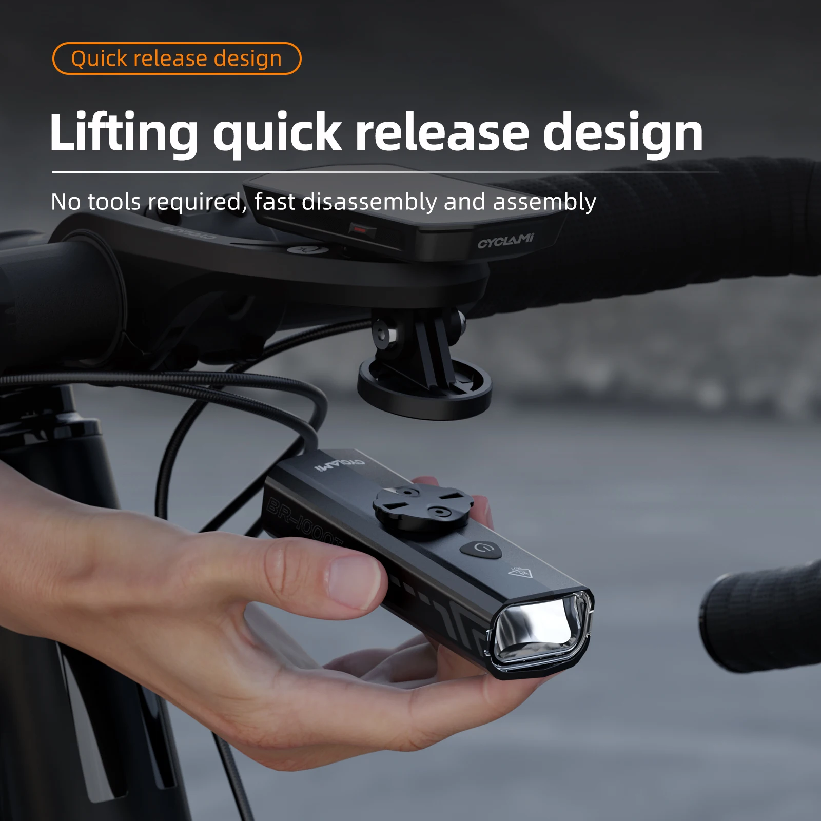 CYCLAMI Bike Front Light IPX6 Type-C Rechargeable Aluminum Bicycle Hanging Light 1000LM Headlight LED Flashlight